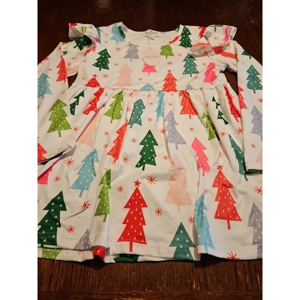Marie Nicole Clothing‎ Size 5x Christmas Dress White With Trees (A872)